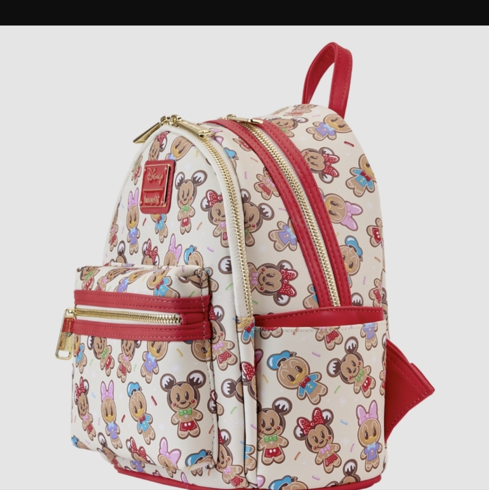 Hard To Find! Exclusiv Mickey and Minnie Gingerbread Loungefly Mini Backpack-NWT - Picture 3 of 8